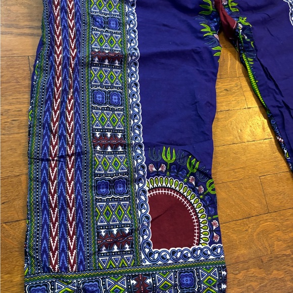Vibrant Blue Patterned Women's Pants - Picture 3 of 5